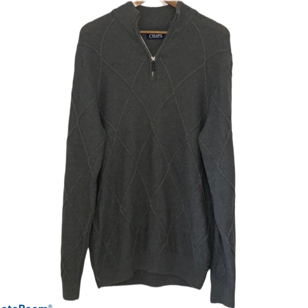 Chaps 1/4 Zip Cable Knit Gray Sweater Men’s Sz M
